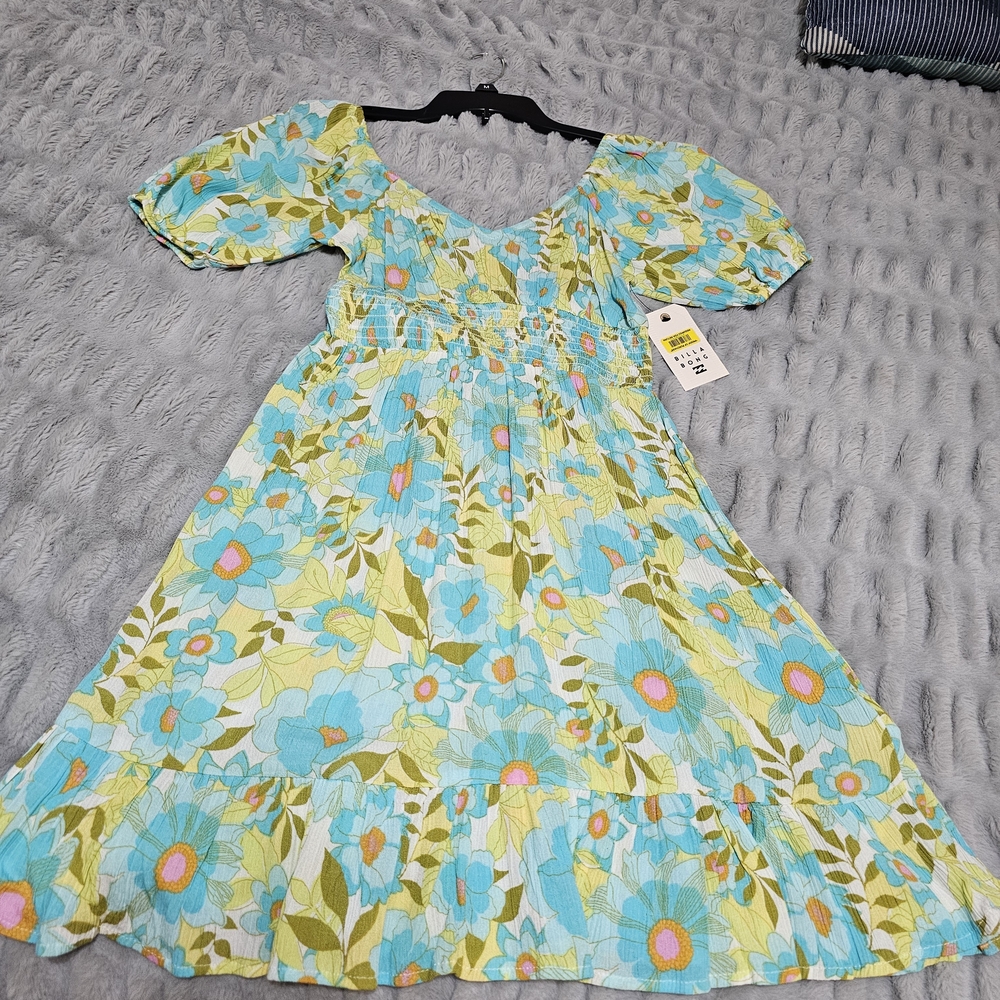 Floral Blue and Green Womens Dress